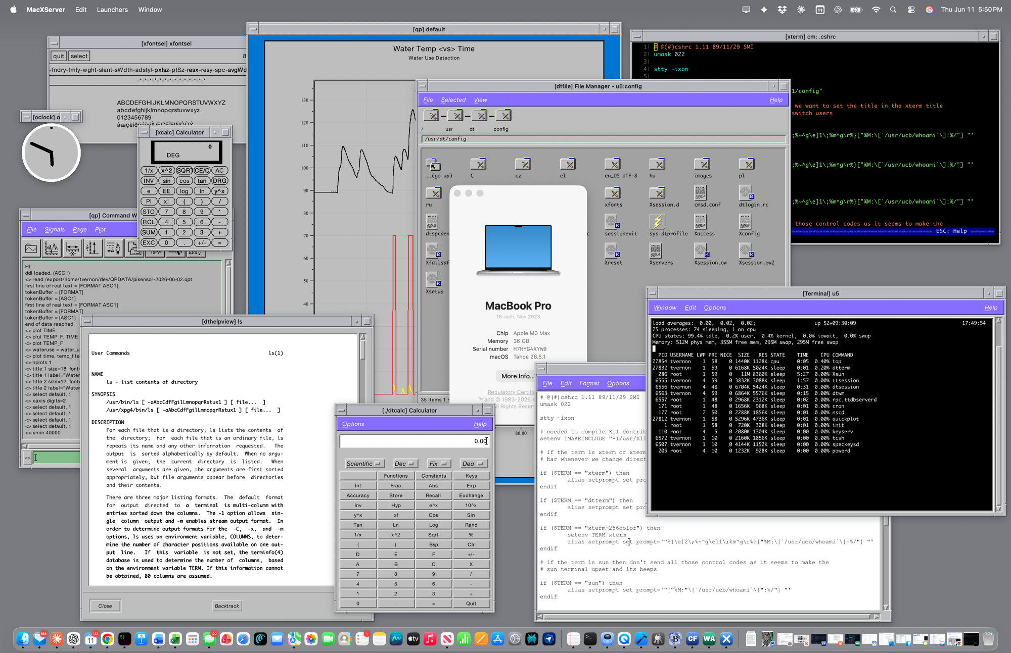 macXserver running classic X applications alongside native Mac apps